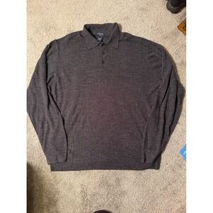Dockers Mens Charcoal Heather Textured Knit Polo Shirt Long Sleeve 2XLT